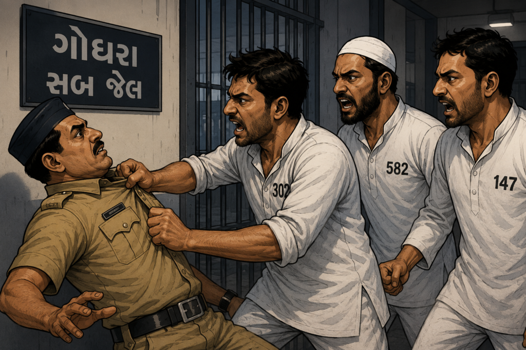 ગોધરા સબ જેલમાં જેલ સિપાહી પર ત્રણ કેદીઓનો હુમલો, સરકારી ફરજમાં રુકાવટ બદલ ગુનો નોંધાયો